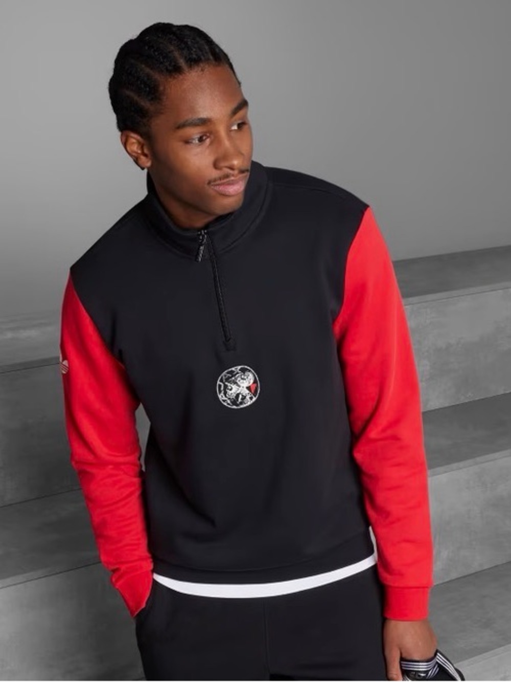 Black & Red Ajax Amsterdam Quarter-Zip Pullover Sweatshirt football soccer